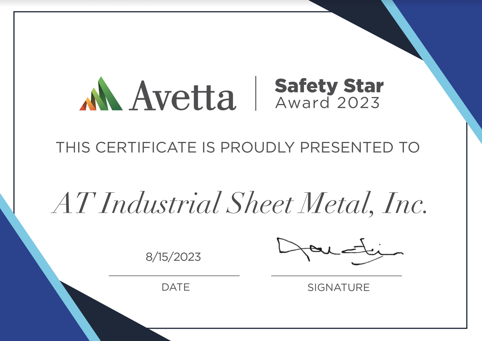Avetta Industrial Sheet Metal, Inc. 